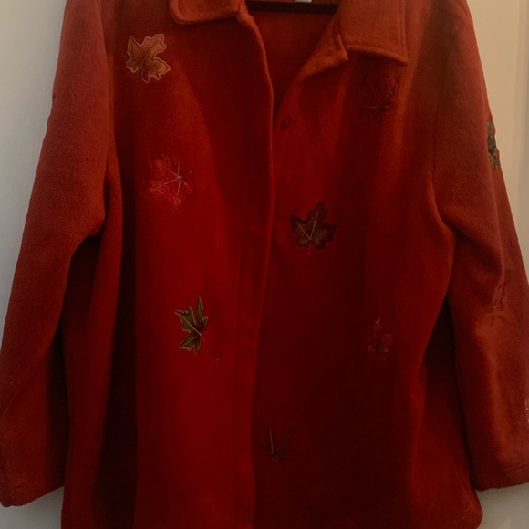 FALL LEAVES C.H.Banks jacket coat patchwork size 3X button down, warm festival - Picture 10 of 13